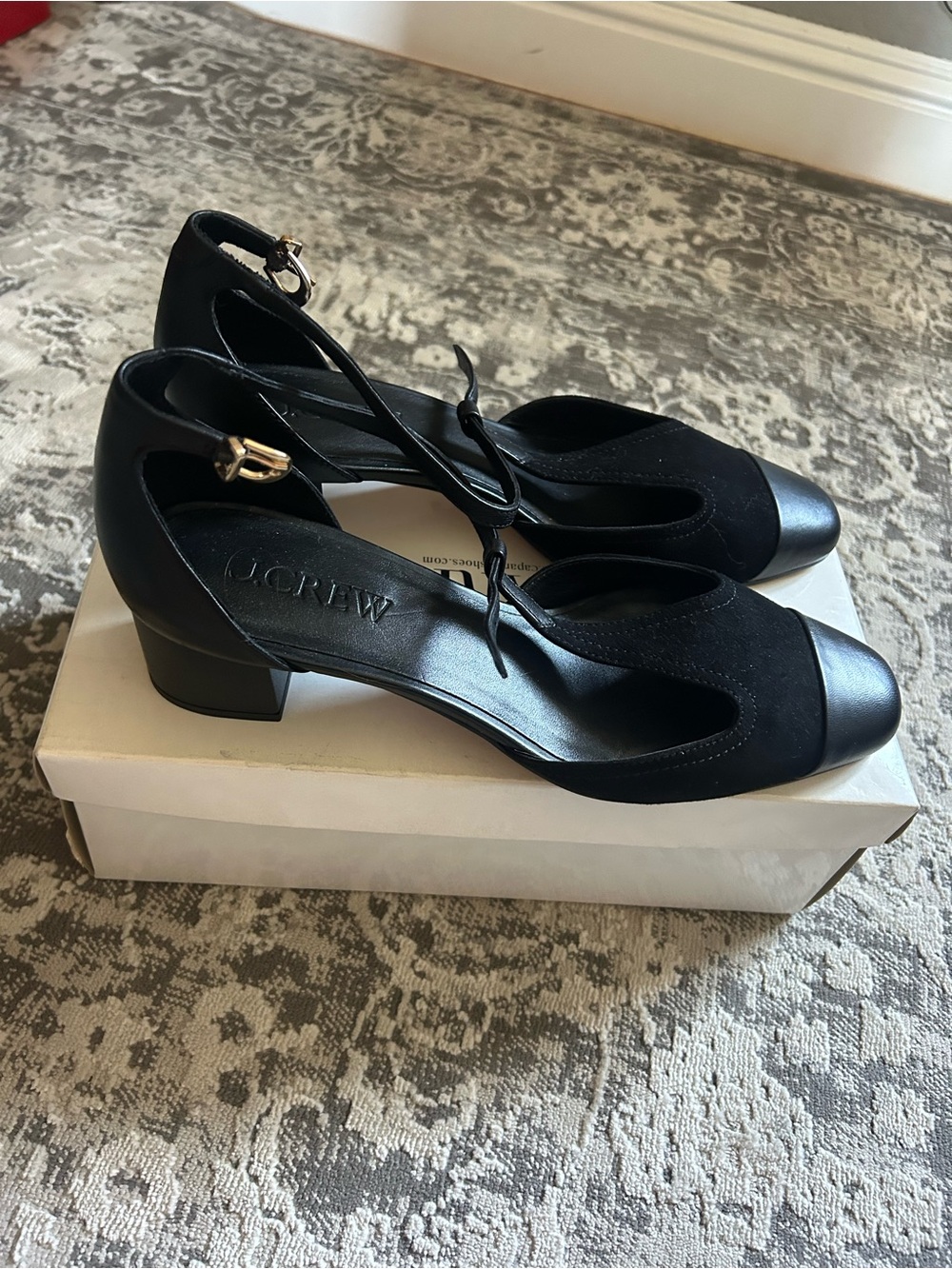 NEW J. Crew Black T-Strap Block Heel Pumps
